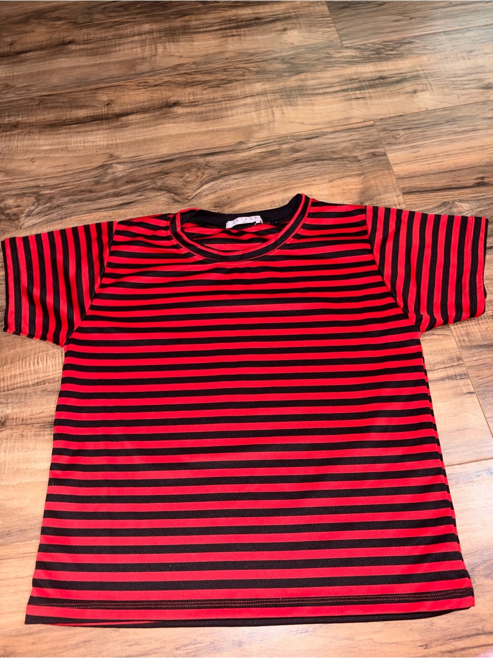 Women's Red & Black Striped Short-Sleeve Tee